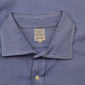 Hackett London Blue White Micro Plaid Cotton shirt